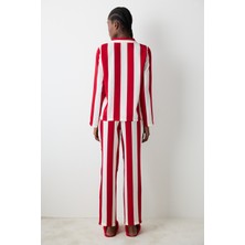 Penti Aria Saten Kırmızı Gömlek Pantolon Pijama Takımı