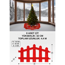 Mediterian Kırmızı Plastik Yılbaşı Ağacı Çiti, 8 adet, ayaklı, sert zemin, 32x55 cm