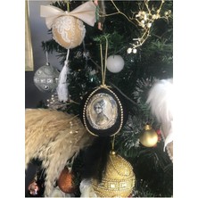 Mediterian Siyah Kadın Figürlü Yılbaşı Çam Ağacı Topu, Şık ve Dekoratif Süs