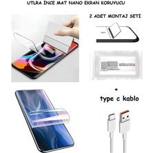 Tiknal Samsung Galaxy M23 Nano Ekran Koruyucu Ultra İNCE Esnek MAT Şeffaf + Type C Kablo
