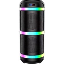 Ziş Store CS-6600 Siyah Kablosuz Rgb Işıklı Taşınabilir Şarjlı Mikrofonlu Bluetooth Hoparlör