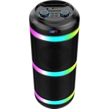 Ziş Store CS-6600 Siyah Kablosuz Rgb Işıklı Taşınabilir Şarjlı Mikrofonlu Bluetooth Hoparlör