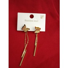 Stainless Steel Kararma Yapmaz Kelebek Figürlü Küpe