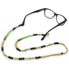 Gümüş Hediye Al El Yapımı Yeşil Renk Geçişli Etnik Ahşap Kombinli Otantik Gözlük Askısı