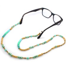 Gümüş Hediye Al El Yapımı Turkuaz Renk Geçişli Etnik Ahşap Kombinli Otantik Gözlük Askısı