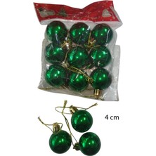 Pandoli Plastik Yeşil Renk Yılbaşı Ağacı Süsü 6 Adet 4 cm