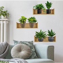 Periboia Raflı Bitki Tasarımlı Yapışkanlı Sticker 20*30 cm 3lü Set