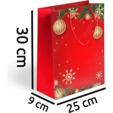 Arminow Yılbaşı Coşkusu Noel Desenli Ipli Karton Çanta - 25X30X9 cm - 2 Adet - Ç044