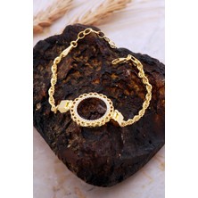 Sümer Telkari Çeyrek Çerçeveli Halat Zincir Altın Kaplama Gümüş Bileklik 4720