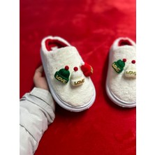 Sagiyeek Christmas Kırmızı Noel Baba Tasarım Peluş Önü Kapalı Düz Terlik Yılbaşı Yeniyıl