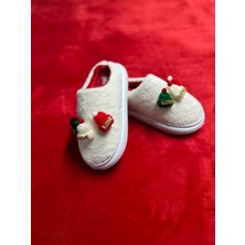 Sagiyeek Christmas Kırmızı Noel Baba Tasarım Peluş Önü Kapalı Düz Terlik Yılbaşı Yeniyıl