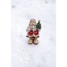 Bienco Store Yılbaşı Temalı Elinde Çam Ağaçlı Noel Baba Dekoratif ve Şık Biblo,obje
