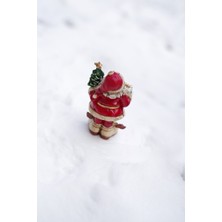 Bienco Store Yılbaşı Temalı Elinde Çam Ağaçlı Noel Baba Dekoratif ve Şık Biblo,obje
