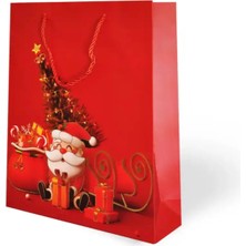 Arminow Yılbaşı Varak Baskılı Lüks Ipli Karton Çanta - Noel - 26X32X10 cm - 1 Adet - Ç038