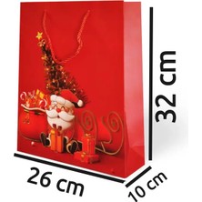 Arminow Yılbaşı Varak Baskılı Lüks Ipli Karton Çanta - Noel - 26X32X10 cm - 1 Adet - Ç038