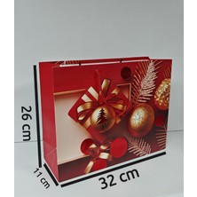 Arminow Yılbaşı Varak Baskılı Lüks Ipli Karton Çanta - Noel - 32X25X11 cm - 1 Adet - Ç042