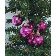Arminow 4 cm Fuşya Renk Yılbaşı Ağaç Süsleme Topları 6'lı Paket - YIL054