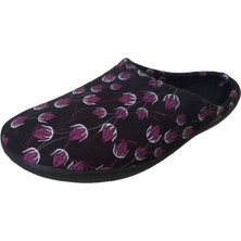Gezer Kadın Siyah-Mor Çiçek Desenli Ultra Hafif Günlük Ev Içi Terlik