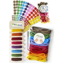 Mediterian 8 Renkli Ahşap Boncuk ve Bağcık Seti, Eğitici ve Eğlenceli Malzemeler, 3+ Yaş