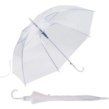 Şeffaf Şemsiye Kolay Tutuşlu Saplı 8 Telli Çocuk Okul Şeffaf Şemsiye