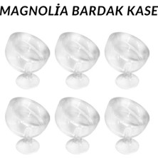 Lux 6'lı Kesik Model Magnolia Tatlı Bardağı Kasesi Mika  (Cam Değildir)