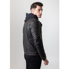 By Motto Vintage Erkek Motorcu  Deri Ceket