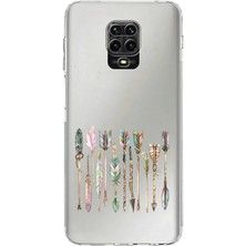 Zeyno Xiaomi Redmi Note 9 Pro Uyumlu Renkli Tüylü Oklar  Desenli Silikon Kılıf