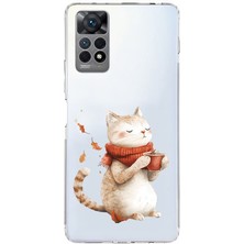 Zeyno Xiaomi Redmi Note 11 Pro 4g Uyumlu Kahve Içen Kedi  Desenli Silikon Kılıf