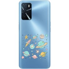 Zeyno Oppo A16 Uyumlu Renkli Gezegenler  Desenli Silikon Kılıf