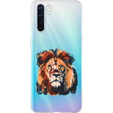 Zeyno Oppo A91 Uyumlu Asil Aslan Gücü  Desenli Silikon Kılıf