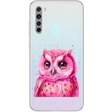 Zeyno Xiaomi Redmi Note 8 Uyumlu Pembe Baykuş  Desenli Silikon Kılıf