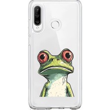 Zeyno Huawei P30 Lite Uyumlu Yeşil Kurbağa  Desenli Silikon Kılıf