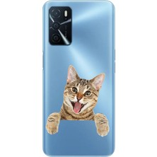 Zeyno Oppo A16 Uyumlu Şaşkın Kedi  Desenli Silikon Kılıf