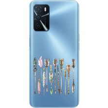 Zeyno Oppo A16 Uyumlu Renkli Tüylü Oklar  Desenli Silikon Kılıf
