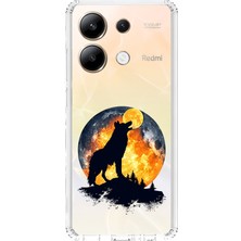 Zeyno Xiaomi Redmi Note 13 4g Uyumlu Kurt Silüeti ve Dolunay  Desenli Silikon Kılıf