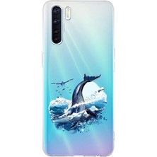Zeyno Oppo A91 Uyumlu Mavi Balina  Desenli Silikon Kılıf