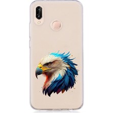 Zeyno Huawei P20 Lite Uyumlu Kartal Gücü  Desenli Silikon Kılıf