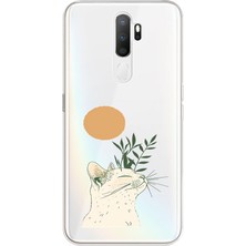 Zeyno Oppo A5 2020 Uyumlu Zarif Kedi  Desenli Silikon Kılıf