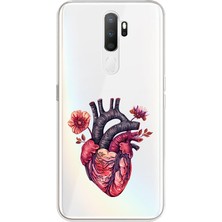 Zeyno Oppo A5 2020 Uyumlu Çiçek Kalp  Desenli Silikon Kılıf