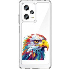 Zeyno Xiaomi Redmi Note 12 Pro Plus Uyumlu Renkli Kartal  Desenli Silikon Kılıf
