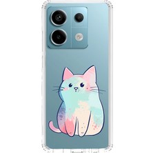 Zeyno Xiaomi Redmi Note 13 Pro 5g Uyumlu Pastel Kedi  Desenli Silikon Kılıf