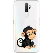 Zeyno Oppo A9 2020 Uyumlu Tatlı Maymun  Desenli Silikon Kılıf