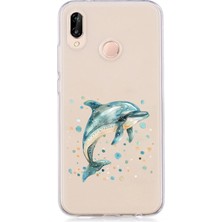 Zeyno Huawei P20 Lite Uyumlu Yunus Atlama  Desenli Silikon Kılıf