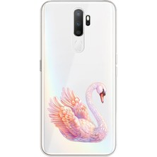Zeyno Oppo A9 2020 Uyumlu Zarif Kuğu  Desenli Silikon Kılıf