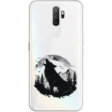 Zeyno Oppo A5 2020 Uyumlu Kurt Gece  Desenli Silikon Kılıf