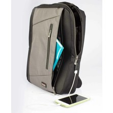 Derims Gri USB Şarj Girişli Akıllı Sırt Çantası Öğrenci Evrak Laptop Notebook Macbook Dizüstü