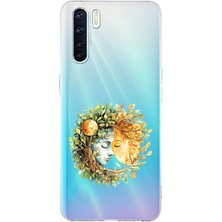 Zeyno Oppo Reno 3 Uyumlu Doğa ve Kadın  Desenli Silikon Kılıf