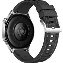 Sneezy Huawei Watch Gt5 Pro 46MM ile Uyumlu Metal Tokalı Dikiş Detaylı Şık Dokuma Silikon Kordon