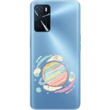 Zeyno Oppo A55 Uyumlu Renkli Gezegen  Desenli Silikon Kılıf