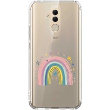 Zeyno Huawei Mate 20 Lite Uyumlu Pastel Gökkuşağı  Desenli Silikon Kılıf